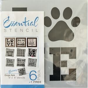 Essential Stencil Reuseable DOGS 6 Pk Mini Set Flexible Washable Strong 6”